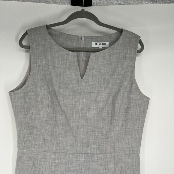 NWT Of Mercer Sterling Sheath Dress 14 Light Grey Split Neck Sleeveless 3038D - Picture 4 of 9